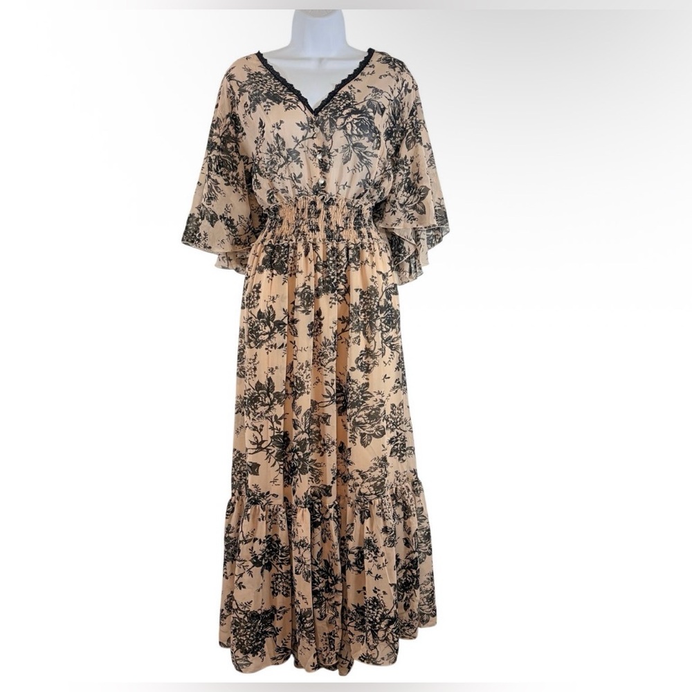 Kate and Lily Floral Maxi Dress Lace Trim Bohemian Tiered Plus Size 18W Romantic - Picture 2 of 12